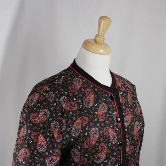 Vintage GrannyCore Boxy Quilted Paisley Blazer Jacket Sz M - Picture 4 of 10